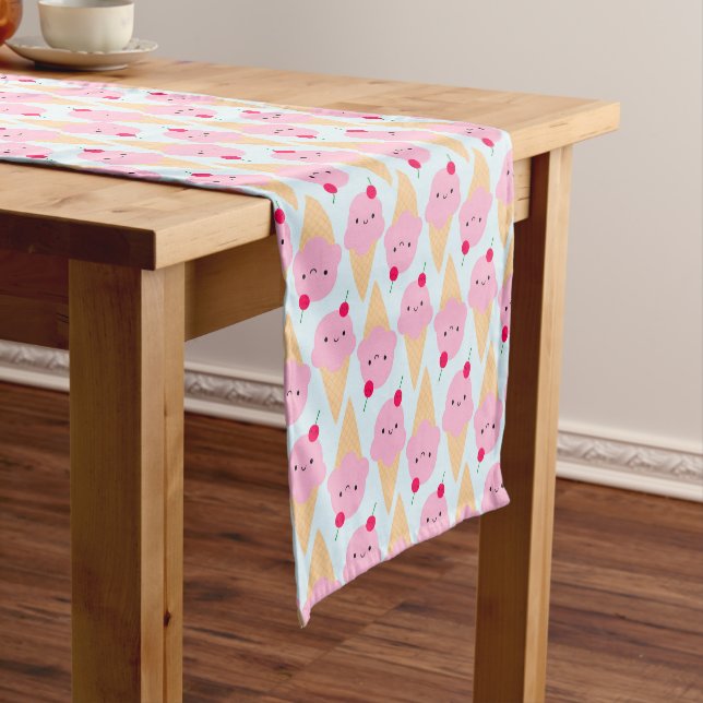 Kawaii Ice Cream Cones Short Table Runner (In Situ)