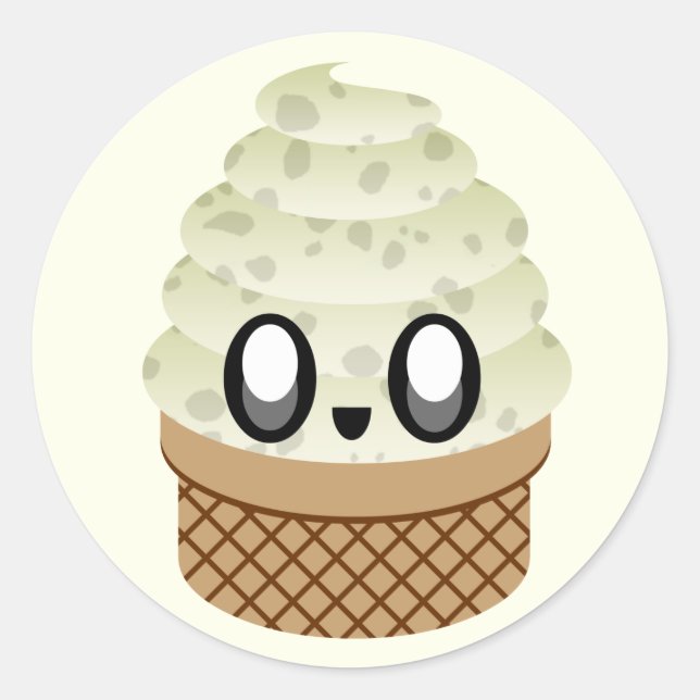 kawaii ice cream cookies and cream classic round sticker (Front)