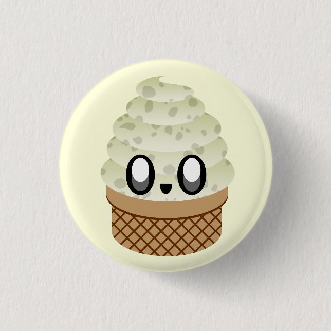 KAWAII ICE CREAM COOKIES & CREAM CONE PIN BUTTON (Front)