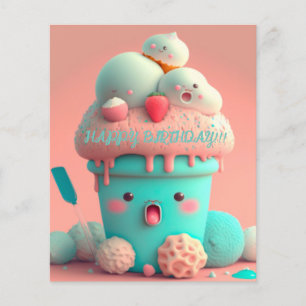 Kawaii ice cream cup card