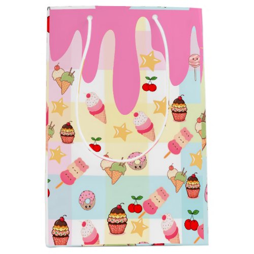 Kawaii Ice Cream & Drip Wrapping Paper | Medium Gift Bag