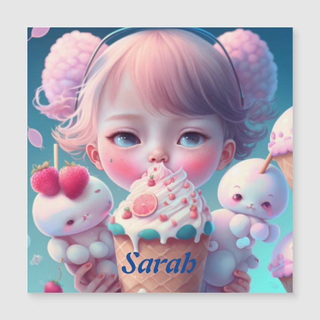 Kawaii  ice cream girl  card (Front)