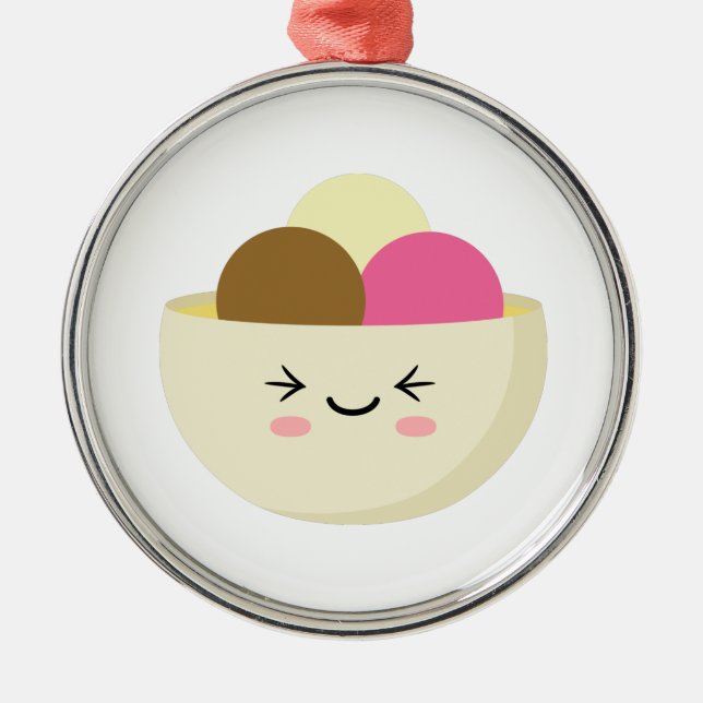 Kawaii Ice Cream Metal Ornament (Front)