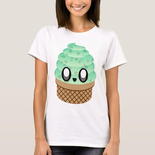 KAWAII ICE CREAM MINT CHOCOLATE CHIP CONE T-Shirt