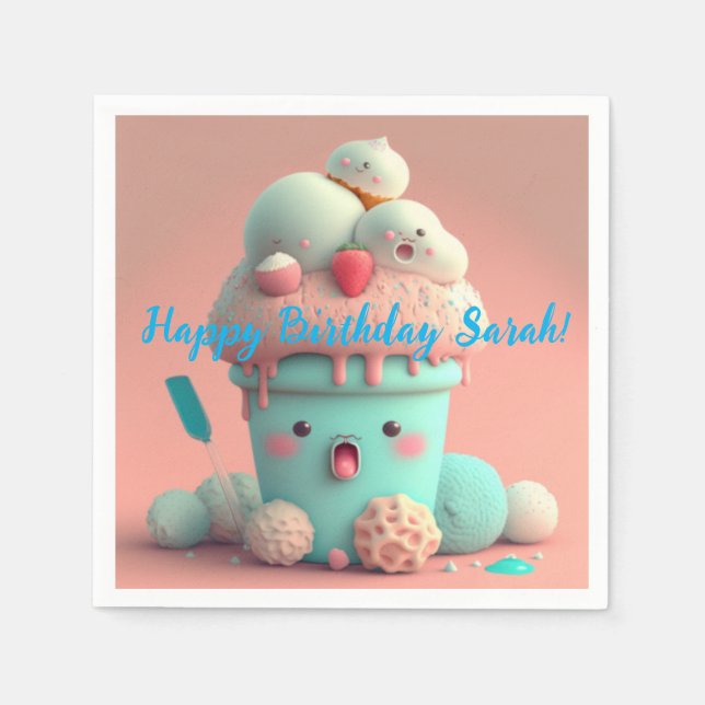 Kawaii  ice cream      napkins (Front)