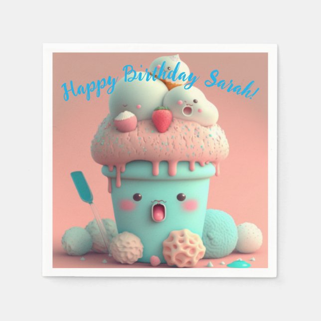 Kawaii  ice cream      napkins (Front)