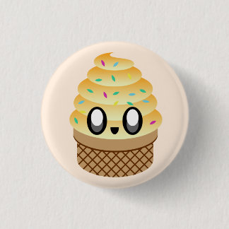 KAWAII ICE CREAM ORANGE CONE PIN BUTTON