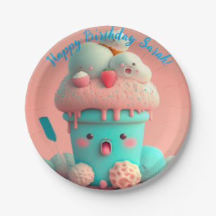 Kawaii ice cream paper plates