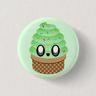 KAWAII ICE CREAM PISTACHIO CONE PIN BUTTON