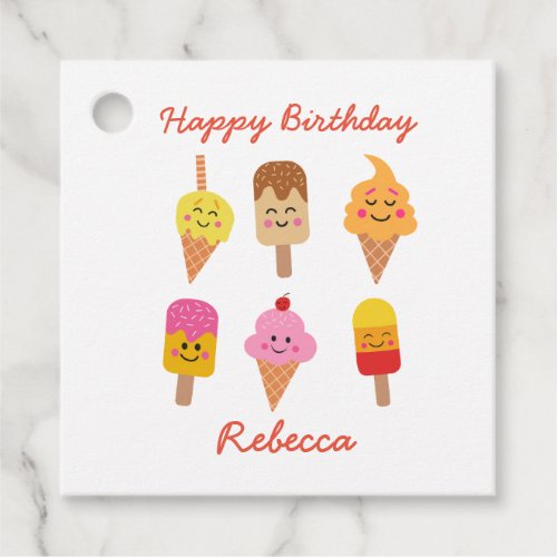 Kawaii Ice Cream Popsicle Birthday Party  Favor Tags