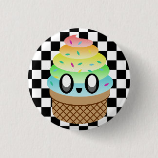 KAWAII ICE CREAM RAINBOW CONE CHECKERBOARD PIN