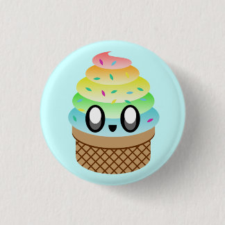 KAWAII ICE CREAM RAINBOW CONE PIN BUTTON