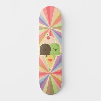 Kawaii Ice Cream Rainbow Skateboard by BluePlanet at Zazzle