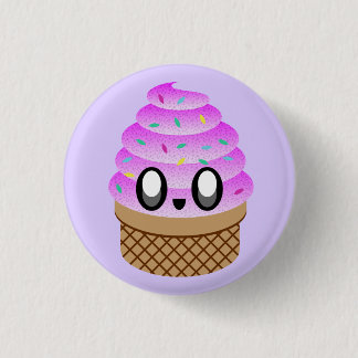 KAWAII ICE CREAM RASPBERRY CONE PIN BUTTON