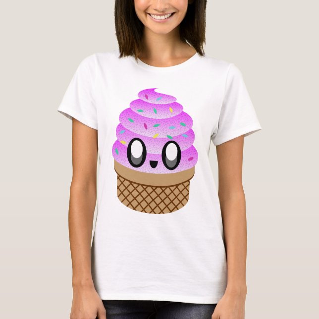 KAWAII ICE CREAM RASPBERRY CONE T-Shirt (Front)
