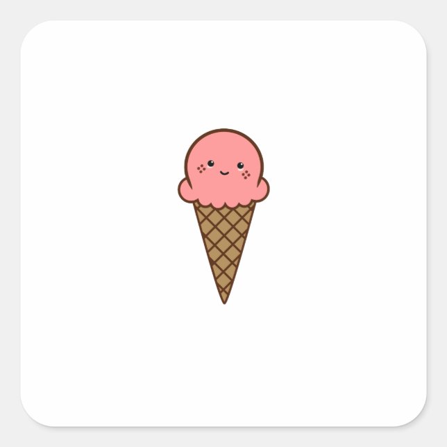 Kawaii Ice Cream Square Sticker (Front)