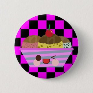 Kawaii Ice Cream Sundae Flavors Delicious Checks Pinback Button