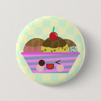Kawaii Ice Cream Sundae Flavors Delicious Checks Pinback Button