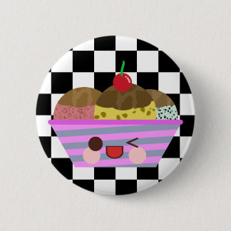 Kawaii Ice Cream Sundae Flavors Delicious Checks Pinback Button
