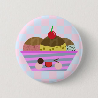 Kawaii Ice Cream Sundae Flavors Delicious Checks Pinback Button
