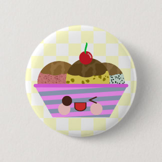 Kawaii Ice Cream Sundae Flavors Delicious Checks Pinback Button