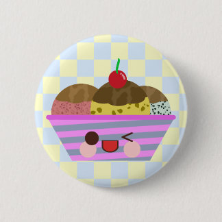 Kawaii Ice Cream Sundae Flavors Delicious Checks Pinback Button