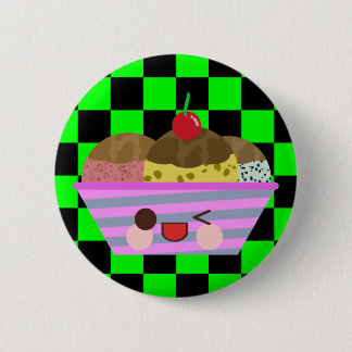 Kawaii Ice Cream Sundae Flavors Delicious Checks Pinback Button