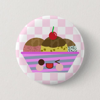 Kawaii Ice Cream Sundae Flavors Delicious Checks Pinback Button