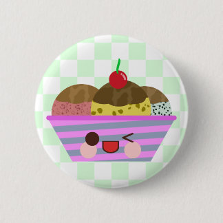 Kawaii Ice Cream Sundae Flavors Delicious Checks Pinback Button