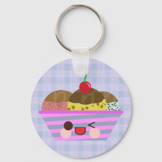 Kawaii Ice Cream Sundae Flavors Delicious Plaid Keychain