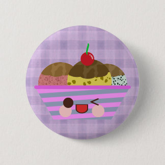Kawaii Ice Cream Sundae Flavors Delicious Plaid Pinback Button