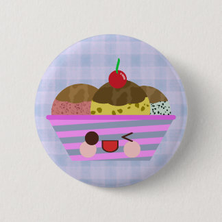 Kawaii Ice Cream Sundae Flavors Delicious Plaid Pinback Button