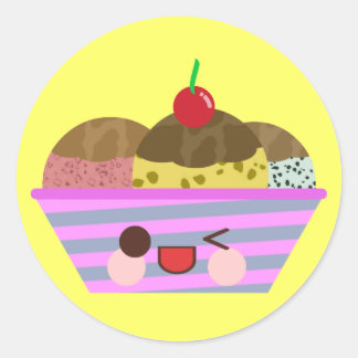 Kawaii Ice Cream Sundae Flavors Delicious Summer Classic Round Sticker