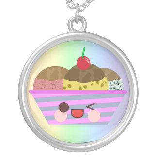 Kawaii Ice Cream Sundae Sterling Silver Necklace