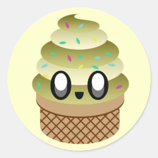 kawaii ice cream twist chocolate vanilla sprinkles classic round sticker