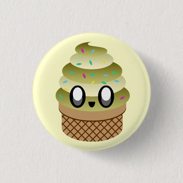 KAWAII ICE CREAM TWIST CONE PIN BUTTON (Front)