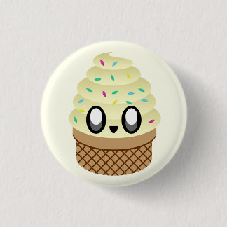 KAWAII ICE CREAM VANILLA CONE PIN BUTTON