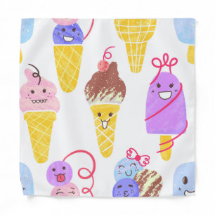 Kawaii ice creams, cute, seamless pattern. bandana