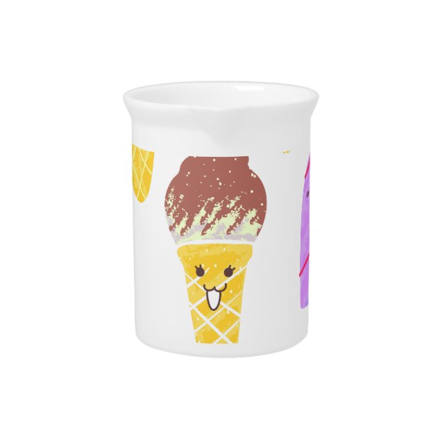 Kawaii ice creams, cute, seamless pattern. beverage pitcher (Front)