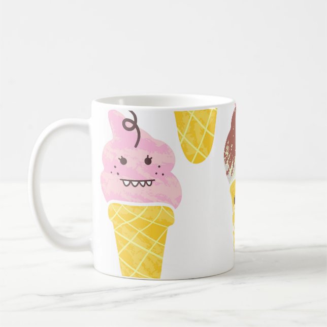 Kawaii ice creams, cute, seamless pattern. coffee mug (Left)