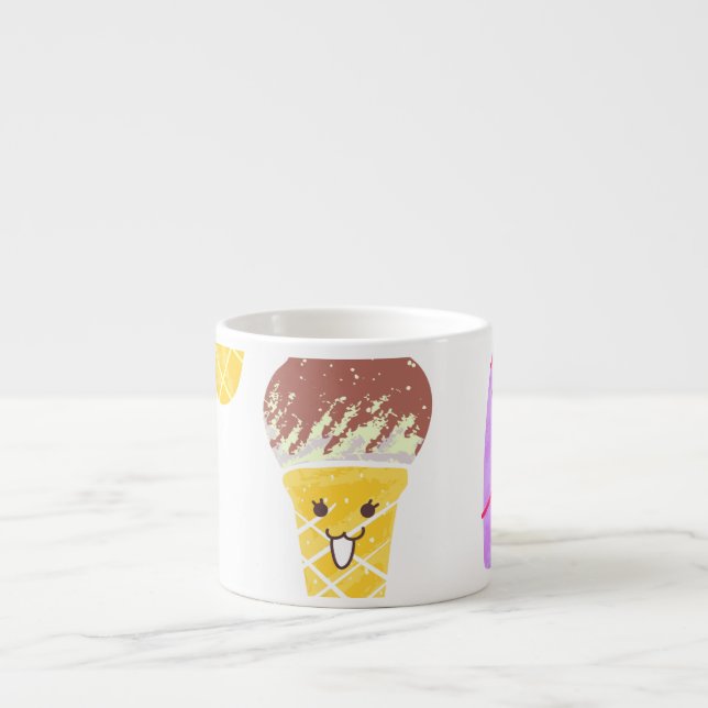 Kawaii ice creams, cute, seamless pattern. espresso cup (Front)