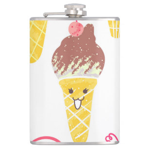 Kawaii ice creams, cute, seamless pattern. flask