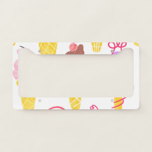 Kawaii ice creams, cute, seamless pattern. license plate frame