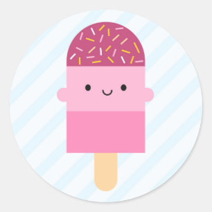 Kawaii Ice Lolly / Popsicle Classic Round Sticker