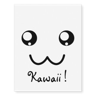 Kawaii Inscription Adorable Cute Face Temporary Tattoos