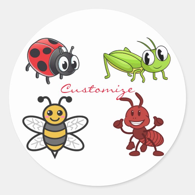 Kawaii Insects Thunder_Cove Classic Round Sticker (Front)