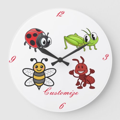 Kawaii Insects Thunder_Cove Large Clock