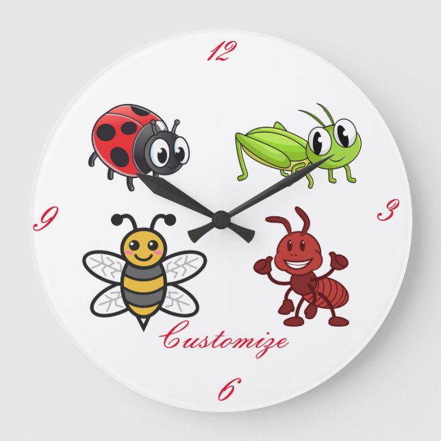 Kawaii Insects Thunder_Cove Large Clock (Front)