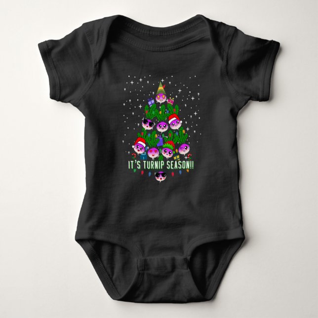 Kawaii Its Turnip Season Christmas Tree Funny Baby Bodysuit (Front)