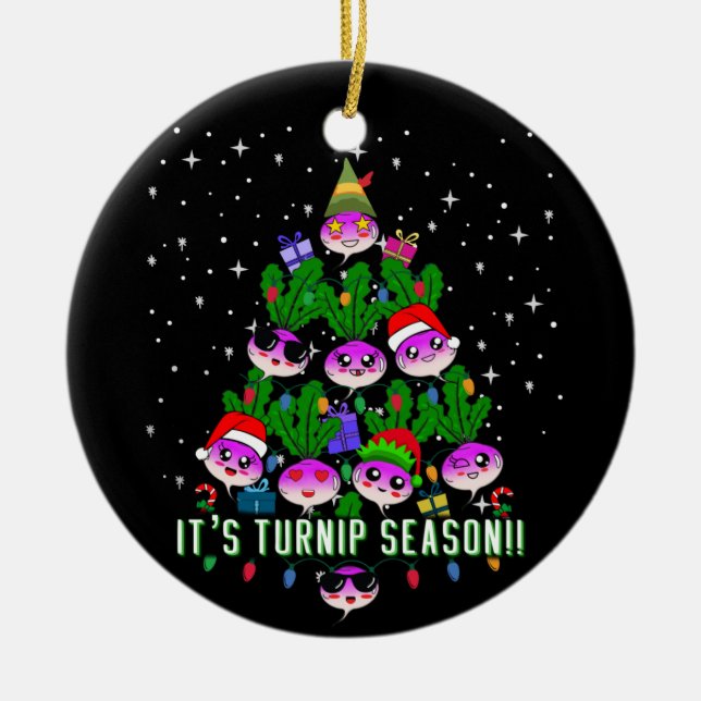 Kawaii Its Turnip Season Christmas Tree Funny Ceramic Ornament (Front)